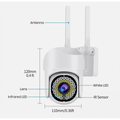 White 2K PTZ Wireless Camera Outdoor WIFI Home IP Security Intelligent Infrared Camera