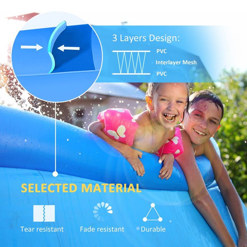 High-Quality 274cmx76cm Round Inflatable Pool - Perfect for Family Fun & Easy Set-Up - Blue - Free Hand Pump Included