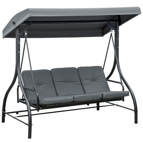 3 Seater Canopy Swing Chair Porch Hammock Bed Rocking Bench Dark Grey