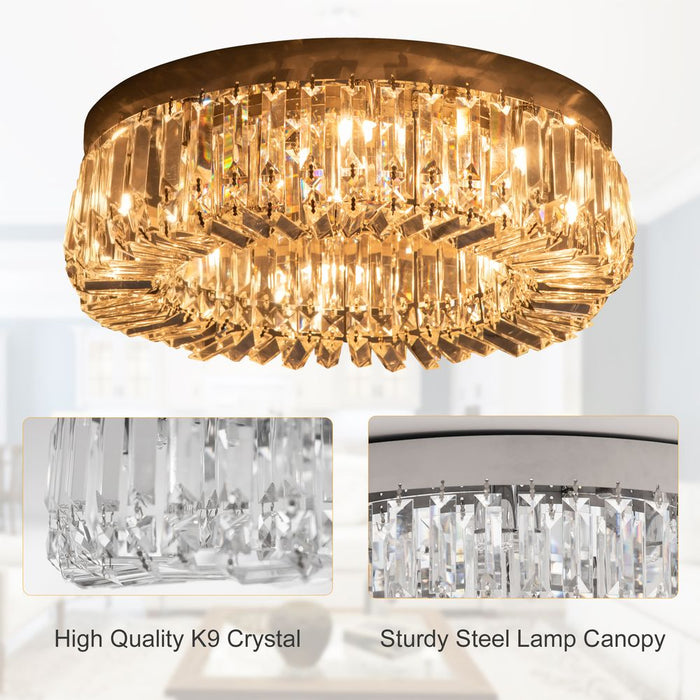 Sparkling Crystal Chandelier - Elegant Stainless Steel Pendant Lighting