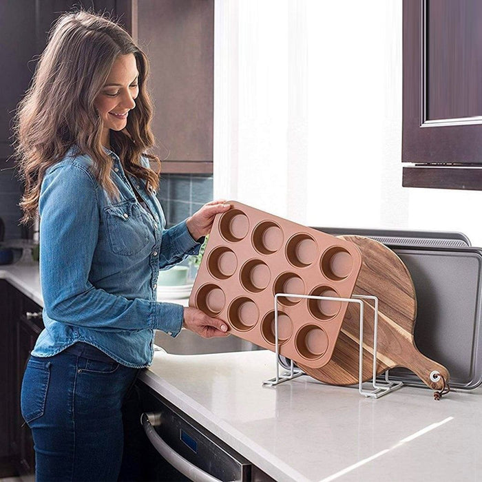 Multi-Purpose Kitchen Organizer: Tray & Chopping Board Rack