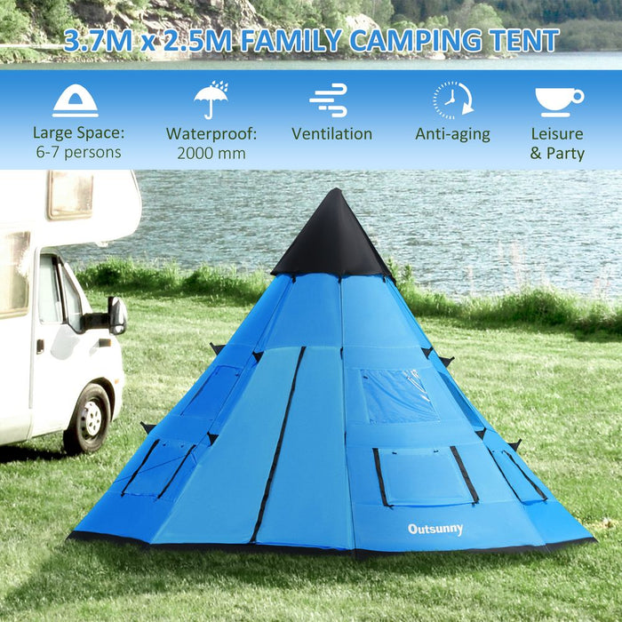 High-Quality 6-7 Person Large Family Camping Tent with Carrying Bag