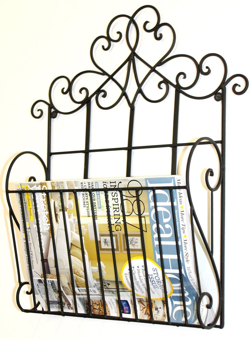 Premium Quality Black Scroll Wall Hanging Magazine Rack