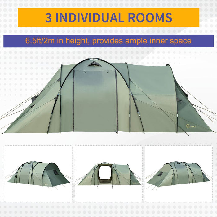 Outsunny 5 Man Camping Tent Family Friends Outdoor Shelter w/Rainfly 3 Rooms Bag