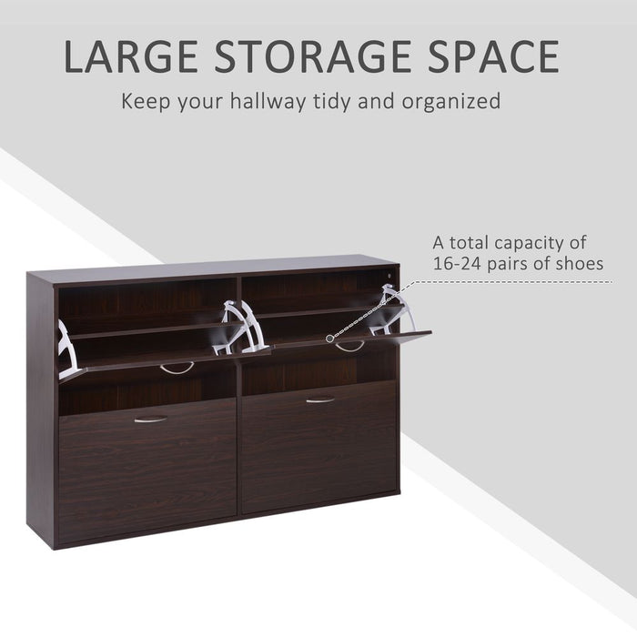 4 Drawer Shoes Cabinet Pull Down Shelf Storage Organiser Dark Brown