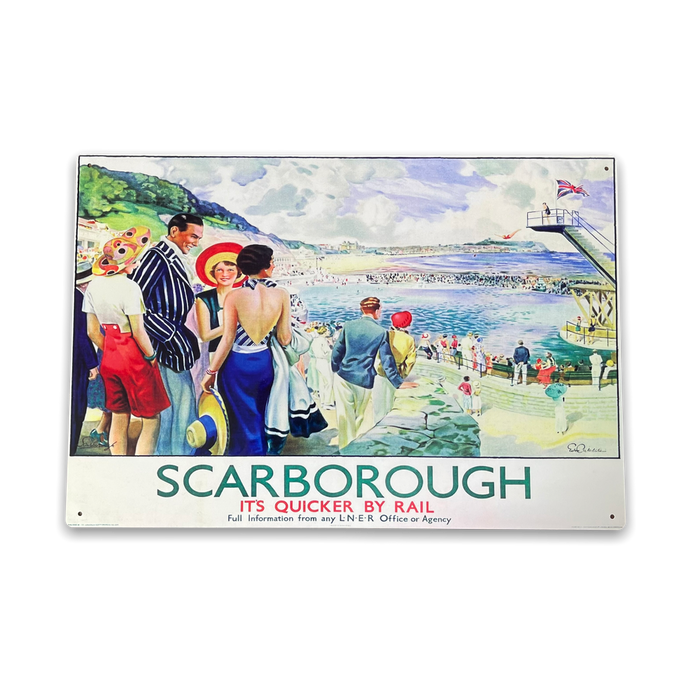 British Railways Retro Advertising Sign - Scarborough Vintage Metal