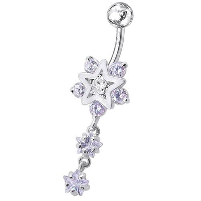 Fancy Jeweled Star Dangling Belly Ring