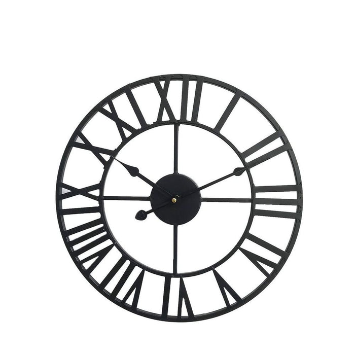 Stunning 40cm Roman Metal Clock in Black - High Quality and Attention to Detail - Perfect for Any Room Setting - AA Battery Operated - Great for Indoor or Outdoor Use - Unique Vintage Design with Distressed Frame