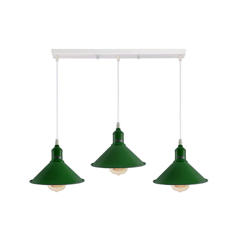 Industrial Vintage Loft Kitchen Bar 3 Lights Fittings Ceiling Cone Metal E27