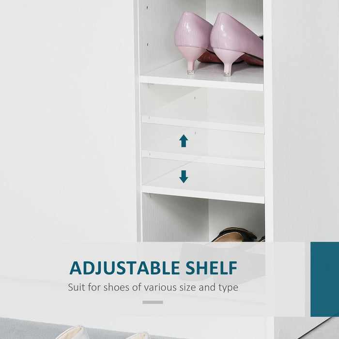 Premium Shoe Storage Cabinet - Adjustable Shelves, Sleek White Design