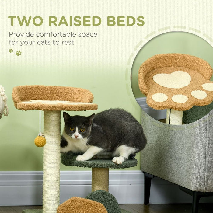 Ultimate Indoor Cat Tree: 52cm, Scratching Posts, 2 Beds, Toy Ball