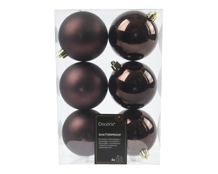 Shatterproof Truffle Bauble  8cm Pack of 6 - Christmas