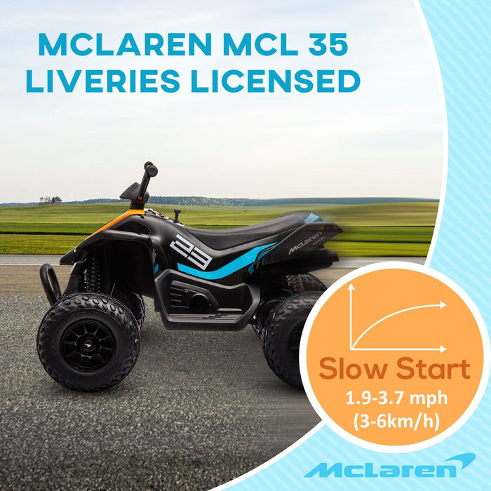 McLaren MCL 35 Liveries Licensed 12V Quad Bike w/ Suspension Wheels - Black