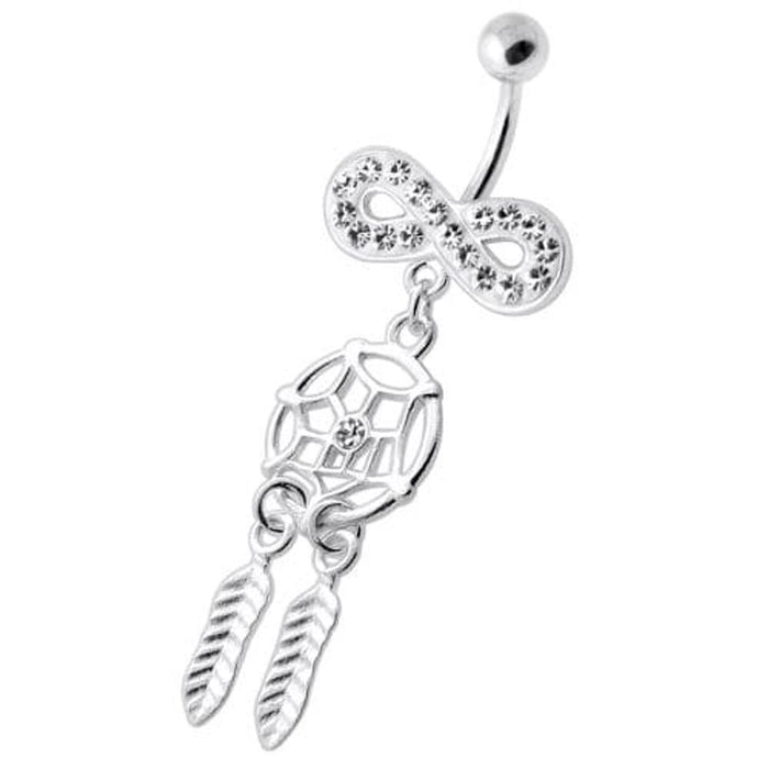 Infinity with Dream catcher Dangling Belly bar