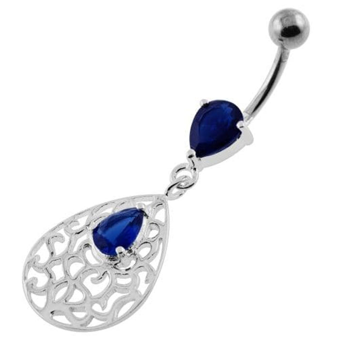 Jeweled Tear Drop Pattern belly piercing