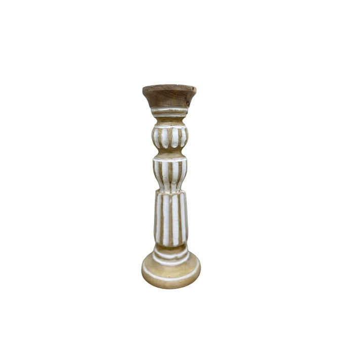 Rustic Greek 38cm Wooden Candle Stick