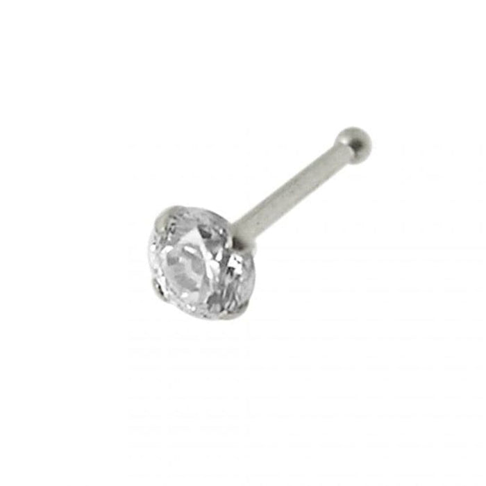 14ct Solid Gold CZ Jeweled Nose Stud - High Quality - 22G Thickness - 1.5mm, 2mm, 2.5mm Sizes