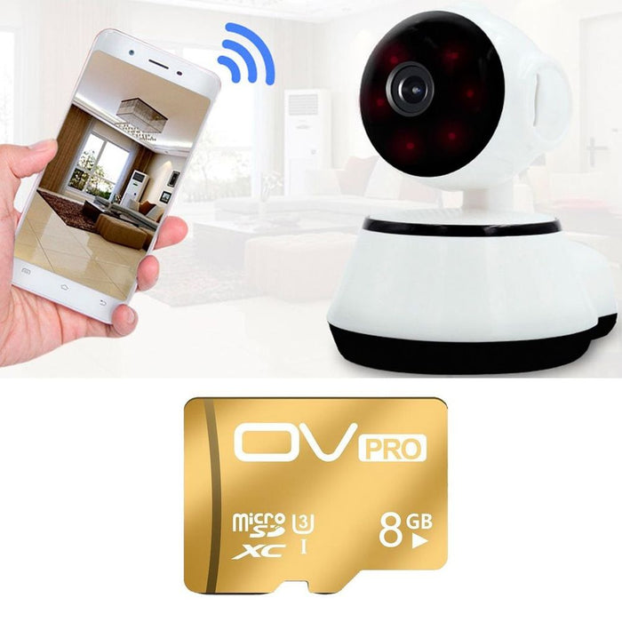 Aquarius 360 HD Indoor Smart Home White Camera - 8GB Gold Micro SD Card