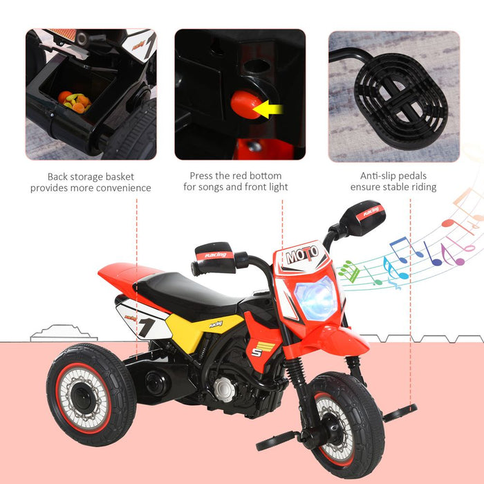 Toddler Pedal Tricycle Ride-On Learning Music Lights 18-36 Months Red