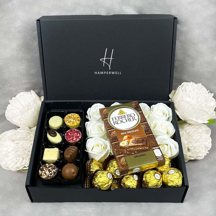 Ferrero Rocher Ultimate Gift Hamper With Ivory Roses