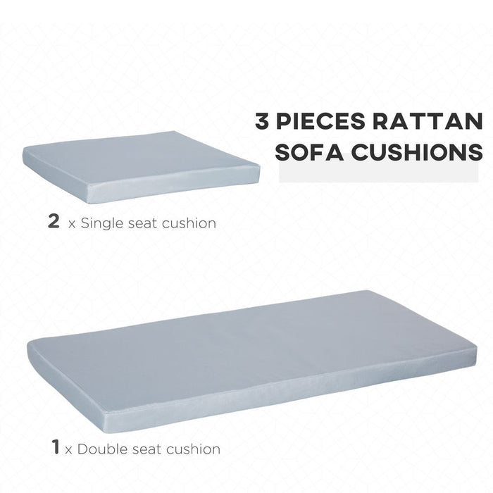 Premium Rattan Seat Cushions- Set of 3, Grey- Enhance Your Outdoor Comfort