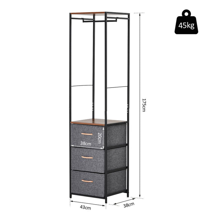 Versatile Hallway Coat Rack w/ Shelves, Hanger & Drawers - Quality Storage Solution