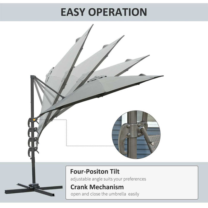 Premium 3m Patio Offset Parasol - Dark Grey - High-Quality & Adjustable - Easy to Use