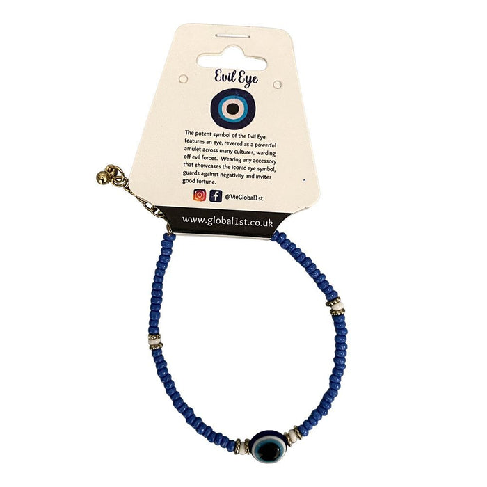 Evil Eye Bracelet, White Beads, (JIT) - the Ultimate Protection and Good Luck Charm