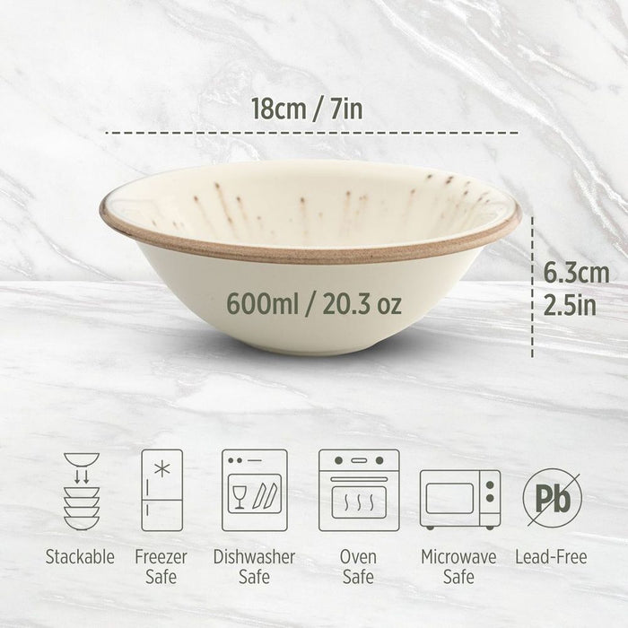 Porcelain Soup-Cereal Bowl Pebble Marble White 18cm