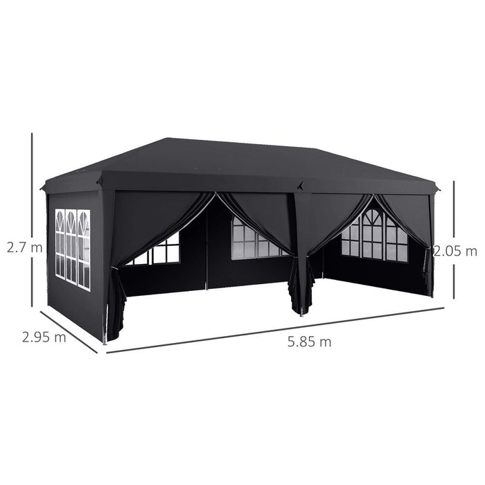 Outsunny 3 x 6m Pop Up Gazebo Height Adjustable Party Tent with Storage Bag