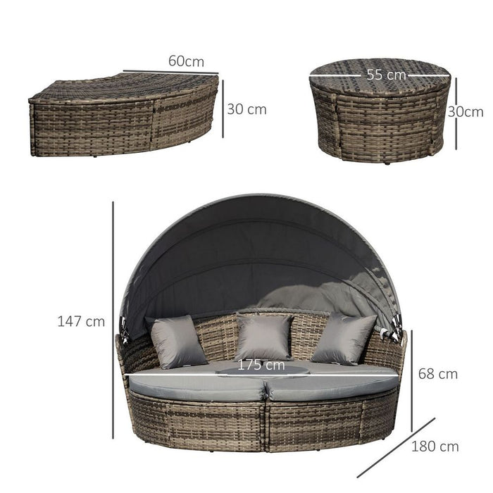 Deluxe 5 Piece Grey Outdoor Rattan Sofa Bed Table Set - High Quality & Comfortable - Free Shipping