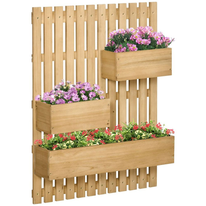 Outsunny Wooden Garden Planters with Trellis Wall-mounted Raised Garden Bed