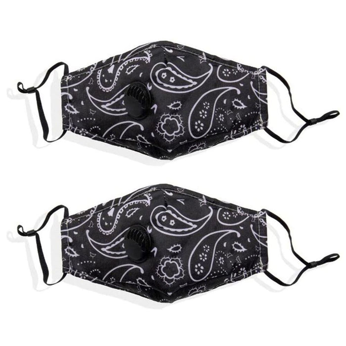 Termin8 Adult Face Mask with Valve - Paisley Black: High-quality, breathable, and comfortable mask for maximum protection. Reusable and washable. Filters included. Adjustable straps for a perfect fit.