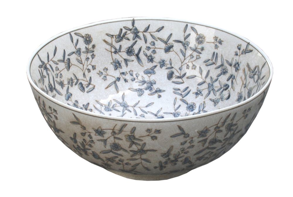 Crackled Grey & White Ceramic Bowl