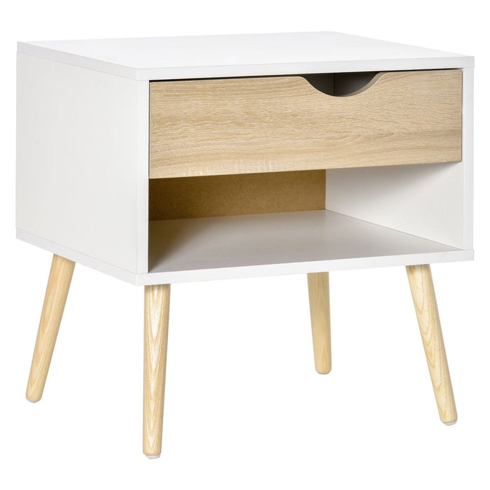 Modern Bedside Table: Drawer + Shelf, Nightstand, End Table