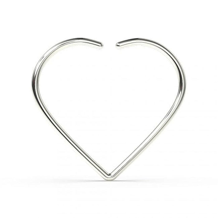 9ct Gold Heart Nose Ring - High Quality Solid Gold Jewelry for Nose and Ear - 22G Thickness - 8mm Inner Diameter