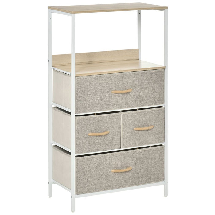 Premium White Chest with 4 Fabric Bins - Ample Storage & Sturdy Structure