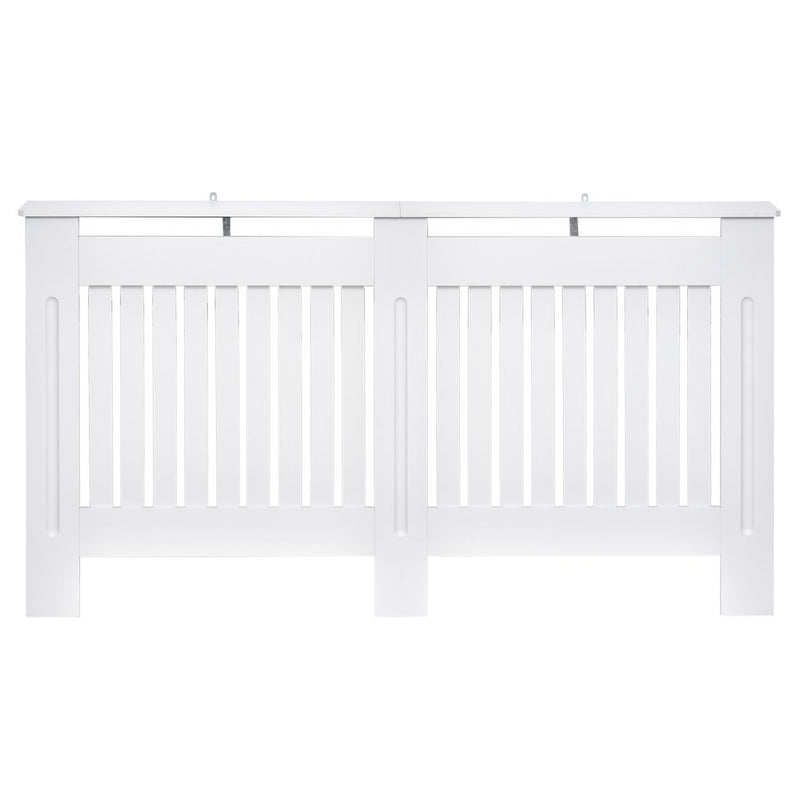 HOMCOM Slatted Radiator Cover Painted Cabinet MDF Lined Grill in White 152L x 19W x 81H cm