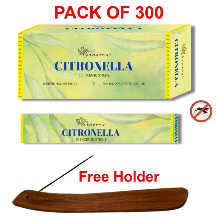 Citronella Incense Sticks For Outdoor, Garden, Kitchen, Home, Camping - Bugs, Mosquitoes and Insects Away With 3 Incense Holders