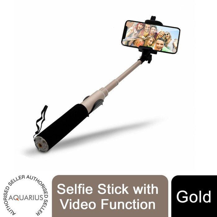 Aquarius Selfie Stick - Gold | Bluetooth Remote | Premium-Aluminium | 270° Adjustment