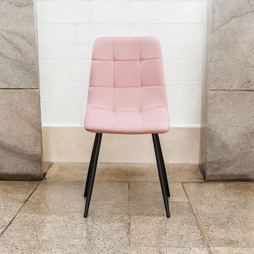 PINK FABRIC CHAIR BLACK METAL LEGS