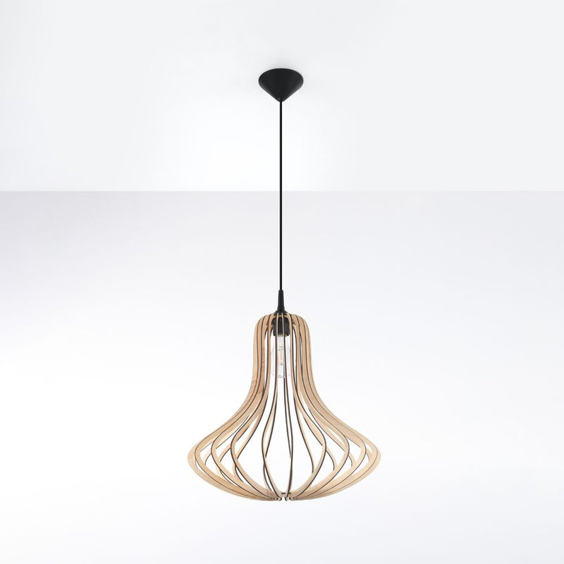 Elza Pendant Lamp: Scandinavian Design, Wood Construction, E27 Socket