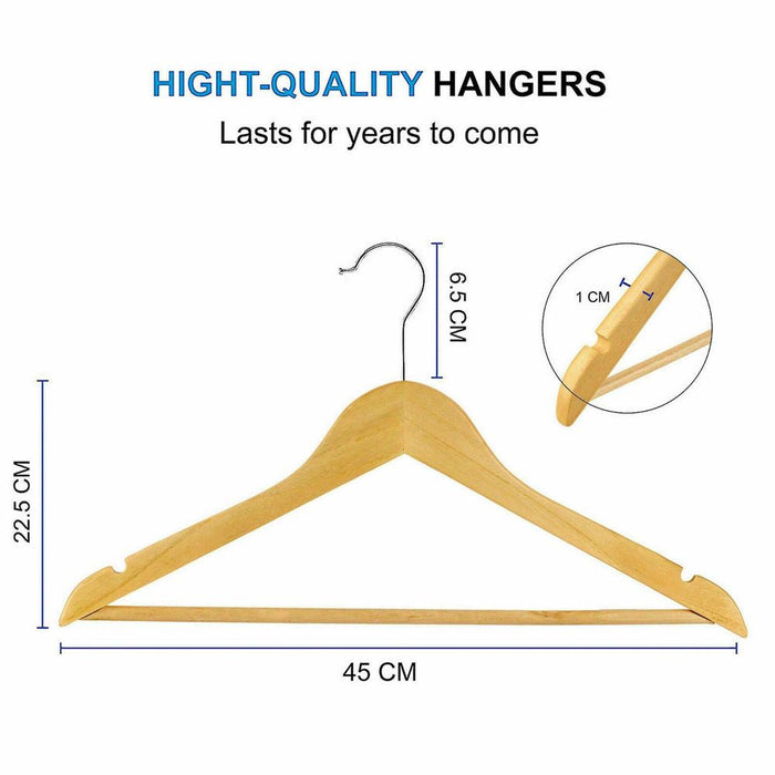 20-Pack X20 Wooden Coat Hangers | Premium Quality | Suit Garment Clothes | Space Efficient