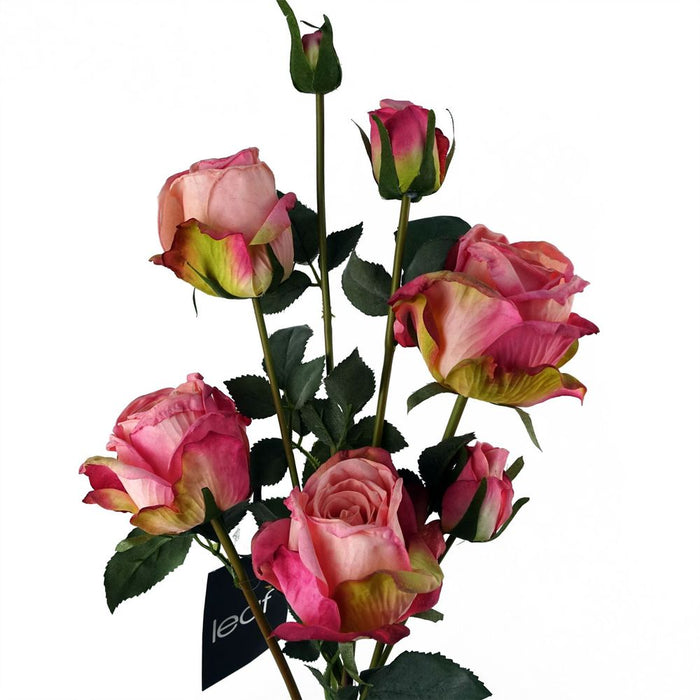 60cm Pink Rose Artificial Flowers Spray - 4 Flowers 3 Buds