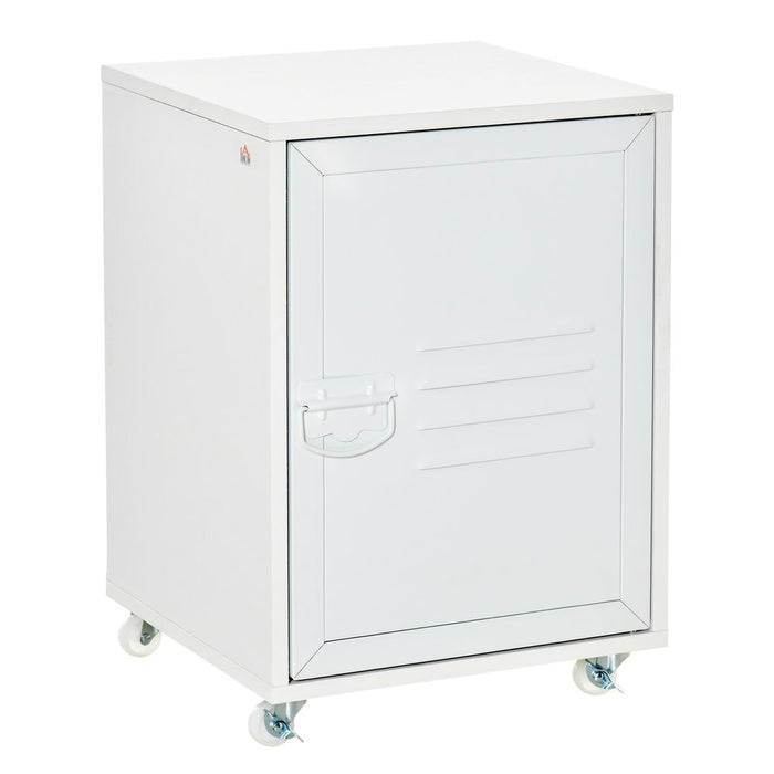 Premium Rolling Storage Cabinet - White, Adjustable Shelf, Durable Materials