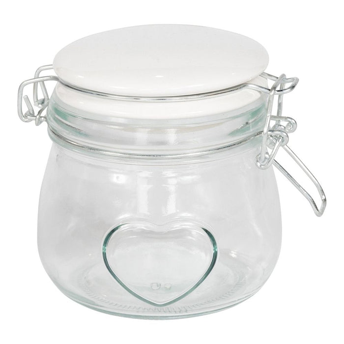 Premium Glass Storage Jar - Small | Heart Decal | Kitchen & Pantry | 945ml