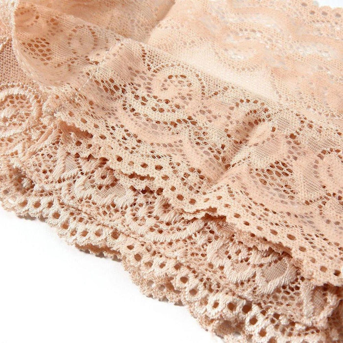 High-Quality Women's Anti-Slip Lace Thigh Band with Cellphone Pocket - Nude [L]