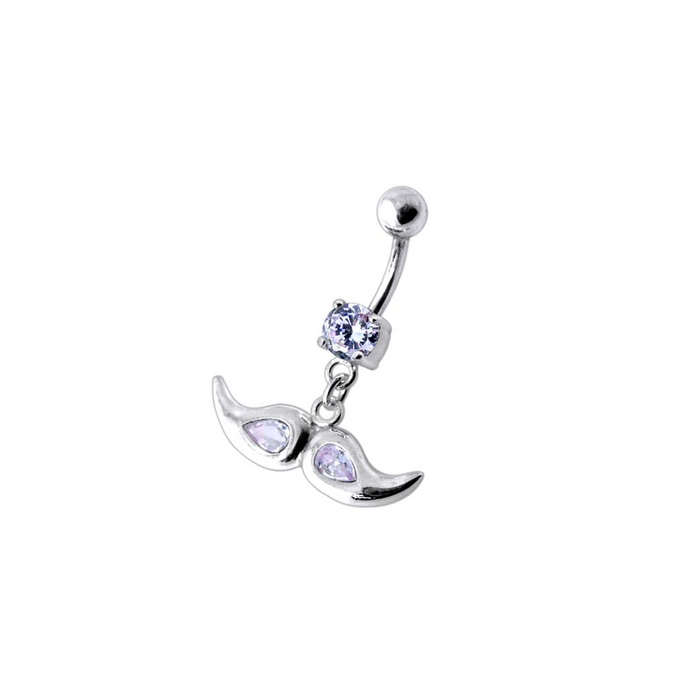 Jeweled mustache Dangling Belly Ring