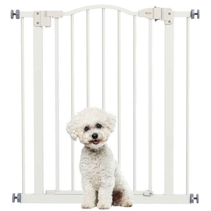 PawHut 74-80cm Adjustable Pet Gate Barrier- Auto-Close, Metal, High Quality