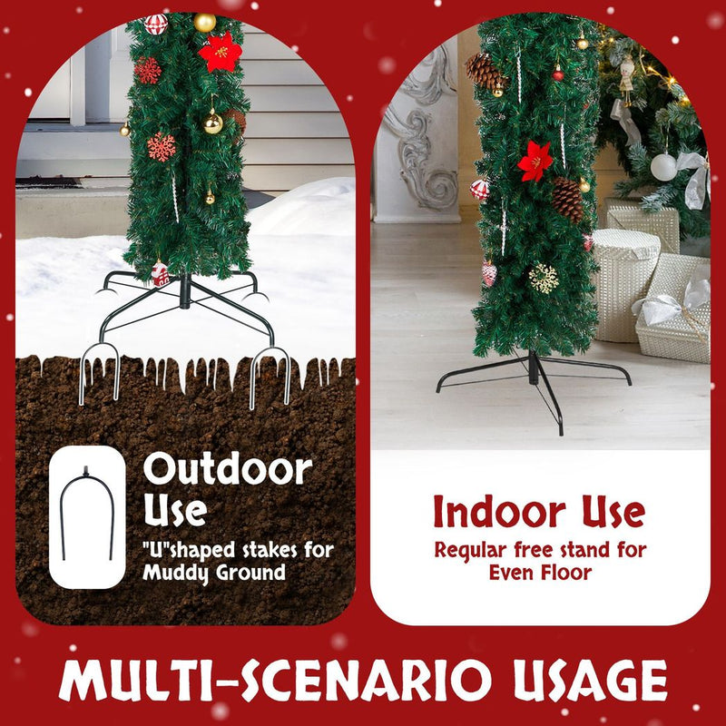 PVC Christmas Arch with Ornaments Holiday Arch Decoration Green 240*40*265cm